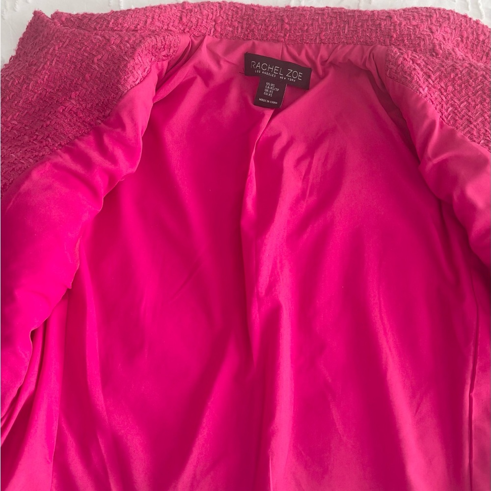 RACHEL ZOE FUCHSIA TWEED CROPPED BLAZER WITH GOLD TONE BUTTONS SZ XS - Picture 8 of 13